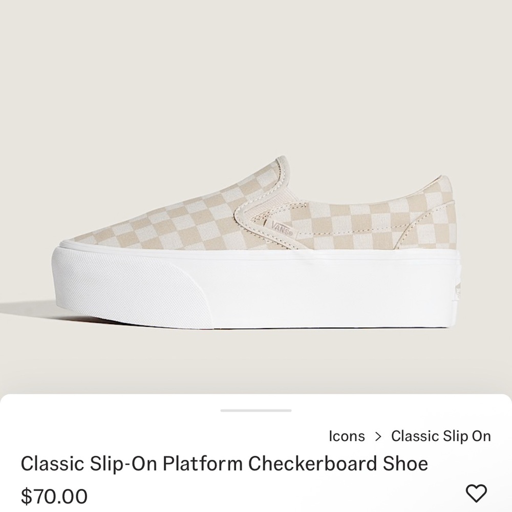 Vans White Checkerboard Stacked Sneaker Size 7